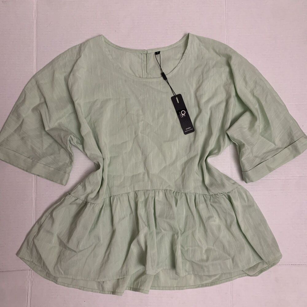Ouges Flowy Peplum Top Dusty Sage